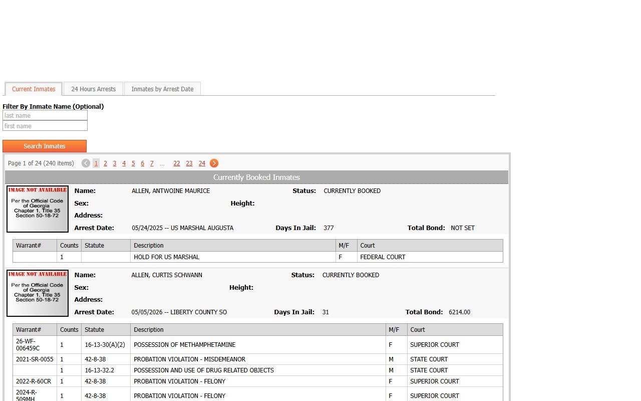 Liberty County inmate records current jail population roster