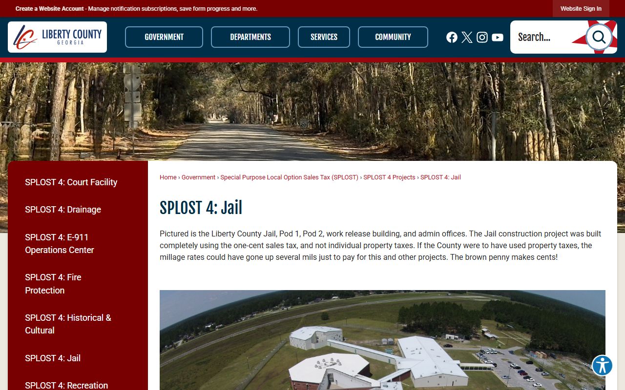 Liberty County Jail facility complex SPLOST page